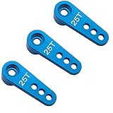 Mirthobby 3PCS Metal 25T Servo Horn M3 Threads Steering Arm Server Rocker Adapter for Savox Power HD HSP Servos Motor 1/8 1/10 RC Car Truck,Blue