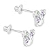 Rhodium Plated Purple Crystal Bow Mouse Kids Toddler Screw Back Earrings