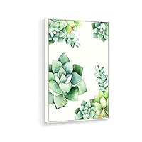 Framed Canvas Home Artwork Decoration Succulent Plant Canvas Wall Art for Living Room, Bedroom - 16x24 inches