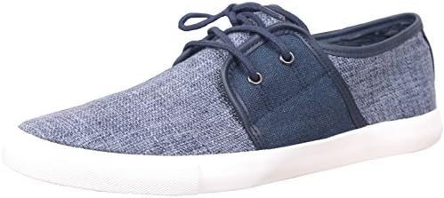 Men's Canvas/ Linen Shoes with Leather Patches Casual Low Top Lace Up Skate Shoes for Men