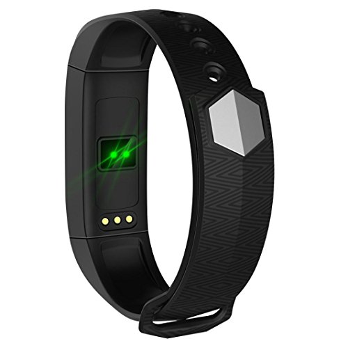 Boofab Fitness Tracker Blood Pressure Heart Rate Monitor Waterproof Activity Tracker Bluetooth Wireless Smart Wristband Bracelet CD02 (Black)