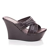 Styluxe Womens Unit-68 Open Toe Slip On Mule Strappy Platform Wedge Sandals