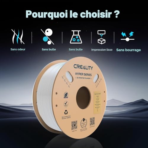 Creality Hyper PLA 3D Printer Filament 1.75mm 1kg, PLA High Speed 30-600mm/s, Dimensional Accuracy +/- 0.03mm, for Most 3D Printers, White