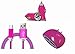 ZTE MAX DUO LTE Hot Pink Cell-Stuff Charging Combo Pack includes 3 Ft. Type C Braided Flat Wire Cable , Car Adapter & Dual USB Wall Home Charger