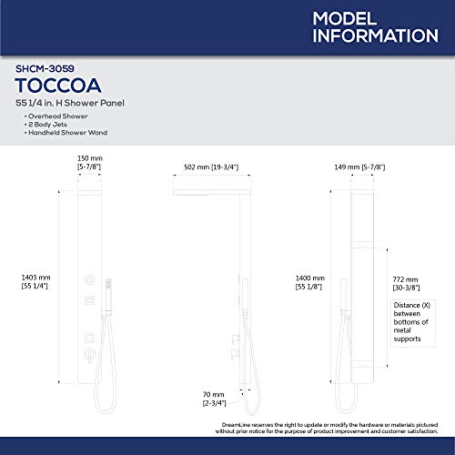 DreamLine SHCM-3059 Shower Column, 5 7/8 x 55.25, Finish: Satin Black