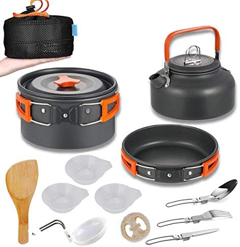 Bgvang キャンプクッカークッカーセットアウトドア 食器アルミクッカーセットキャンプ用鍋 アウトドア調理器具セット キャンプ鍋 登山用品 アルミクッカー 防災セット 2 3人に適応 小型 軽量 収納袋付き