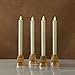 LED Flameless Taper Candles - 10 Inch, Battery Operated, Flickering Warm White Light, Remote Control with Timer Included, Ivory Real Wax, Push Activated Fake Candlesticks - Set of 4