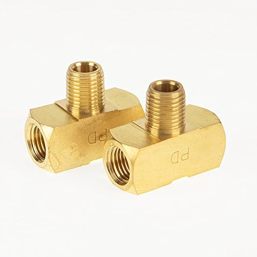 transkoot 2pcs 1/8 inch NPT Female 90 degree Tee Barstock Brass Elbow, Brass Pipe Fitting