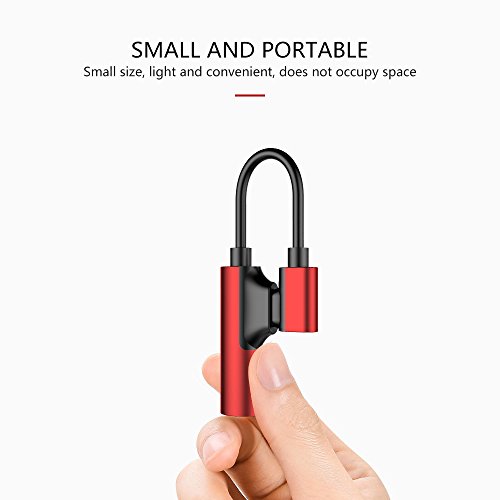 Type – C to 3.5mm Headphone Audio Jack Adapter, Virwir 2 in 1 USB C to 3.5mm Audio Converter, Female Stereo Microphone Connector Cable for Google Pixel 2 XL, Huawei et/P10, Nubia (One-piece Red)