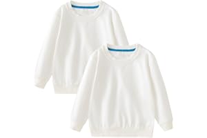 Shouldin 2-Pack Unisex Kids Crewneck Sweatshirt Long Sleeve Cotton Pullover Tops For Boys and Girls(Thin)