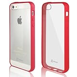 iPhone 5 Case, JETech® Apple iPhone 5/5S Case Bumper Shock-Absorption Bumper and Anti-Scratch Clear Back for iPhone 5/5S (1- Red/Pink)