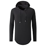 UNRESTRAINED Mens Hipster Hip Hop Longline Hooded Side Zipper Long Sleeve T Shirt