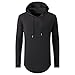 UNRESTRAINED Mens Hipster Hip Hop Longline Side Zipper Long Sleeve T Shirt