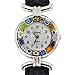 Glass Of Venice Murano Glass Millefiori Watch with Leather Band - Black Multicolor