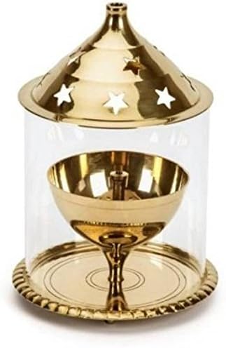 Arghyam Akhand Brass, Glass Table Diya (Height: 10 inch)