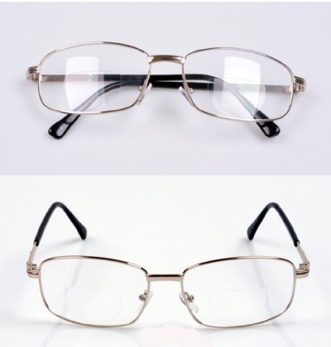 Lily Garden Bifocal Reading Glasses Full Frame Gold Metal (2.00)