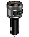WGOAL Mini Size Hands-Free FM Transmitter Car,Wireless Radio Adapter Receiver Car Kit, APP Music Car Charger QC3.0 Fast Charge, LED Display,Supports Bluetooth USB Flash Drive (Black)
