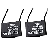 Wadoy CBB61 Ceiling Fan Capacitor 2 Wire for New Tech 4.5uf 50/60Hz 250VAC (2 pack)