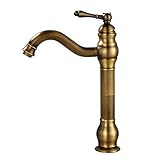 Rozin Single Hole Deck Mounted Bathroom Countertop Faucet One Handle Vessel Sink Mixing Tap Antique Brass