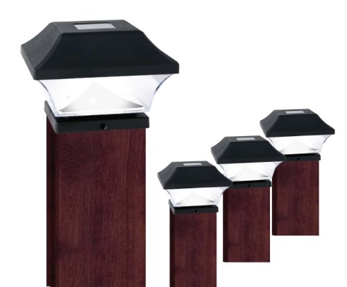 EZSolar QPP7-R2-BK-4  2X Brighter Basic Solar Post Cap, Set of 4