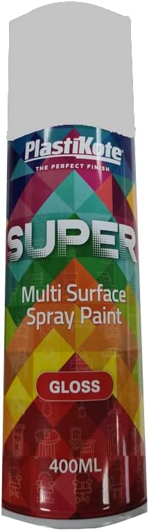 PlastiKote Super Gloss Spray Paint RAL9010 White 400ml Multi-Purpose Fast Dry