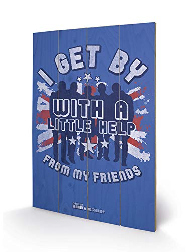 Lyrics by Lennon & McCartney Wooden Wall Art, Multicolour, 40 x 59cm