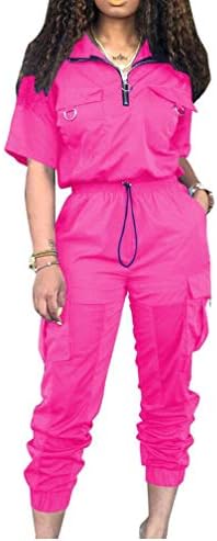 Tootess 女性の服装-ポケットによるジッパーWindbreaker遊びスーツジャンプスーツ
