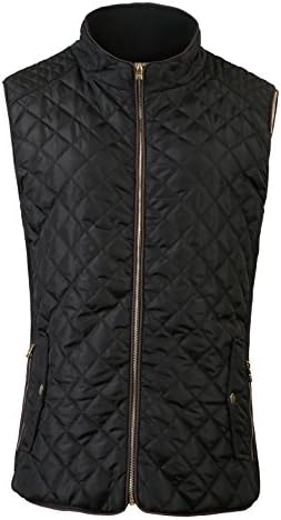 fanhang Women's Lightweight Quilted Zip Up vest (XL, 009 Black)