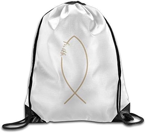 Jesus Faith Fish Drawstring Backpack Sport Bag