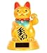 Monkey King Gold Japanese Maneki Neko Solar Powered Feng Shui Lucky Beckoning Waving Cat 5-inch Tall