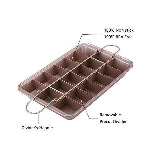 Blkthun-with-Dividers-Brownie-Pan-Non-Stick-Carbon-Steel-Bakeware-with-18-Pre-Slice-Oven-Baking-Tray-30-X-20-X-5-cm Blkthun Brownie BakingTray with Dividers Brownie Pan - Non-Stick Carbon Steel Bakeware with 18 Pre-Slice, Brownie Tin…