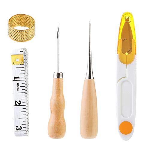 29 Pcs Upholstery Repair Kit, Leather Craft Tools Set Include Wax Thread&Tape Measure&Hand Sewing Needles&Scissors&Mid-Hole Cone&Log Cone&Copper Ring Thimble, Canvas DIY Tool Set for Leather Repair - Thumbnail 4
