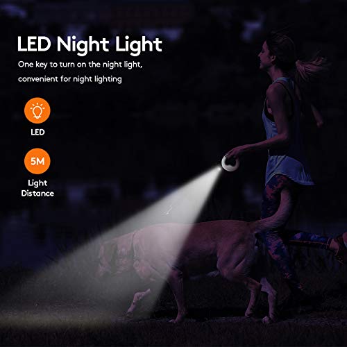 Saike Heavy Duty Retractable Dog Leashes with Flashlight, 360° Tangle Free Dog Walking Leash with Anti-Slip Handle, One-Hand Brake Pet Leash for Puppy Small Medium Large Dogs