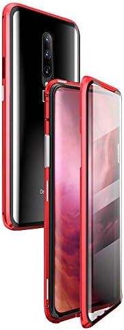 360° Full Body Case for OnePlus 7 Pro,[HD Clear Touchable Protective Front and Strong Tempered Glass Back] with Built-in Screen Protector Magnetic Adsorption Metal Protection Cover 1+7 pro (Red)