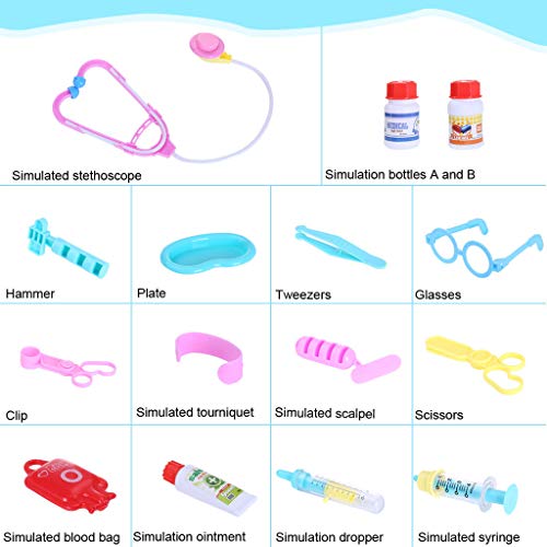 Educational Doctor Medical Kit | 15Pcs Kids Pretend Medical Doctor Medical Playset with Stethoscope,Case | Durable Role Play Promotes Thinking Skills Gift for Toddler Boys Girls (Blue)
