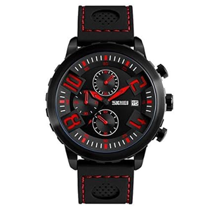 SKMEI 9153 Chronograph Mens Latest Fashion Design Silicon Strap Wristwatch for Men 9153 - Black