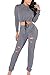Fixmatti Women 2PC Broken Hole Tracksuit Crop Top and Sweat Pant Sport Outfit Set