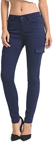 InStar Women's Full-Length Skinny Fit Side Pockets Cargo Pants