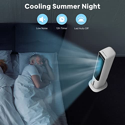 Evaporative Air Cooler 3 IN 1, LifePlus Tower Cooling Fan with Top