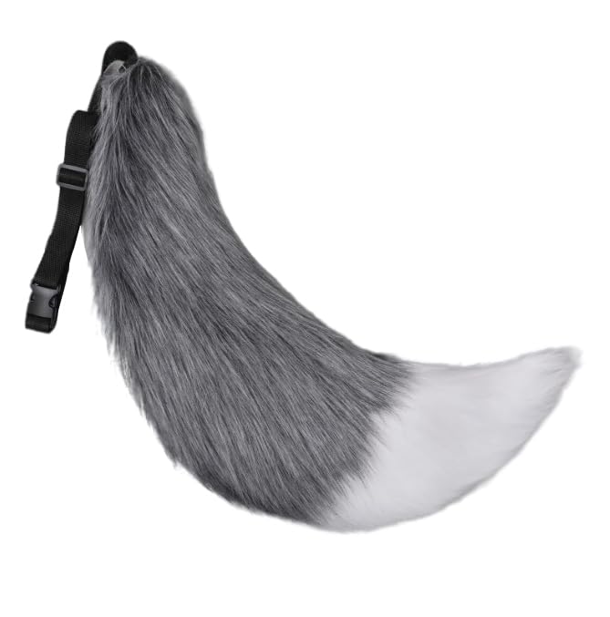 Faux Fur Fox Tail Furry Tail Halloween Fox Tail costume Wolf Dog Cat Long Tail Fox Tail Fancy Dress Accessories Furry Cosplay Costume Cute Big Animal Tail Super Huge Fluffy Tail Party Props