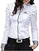 Sexy Ol Women Fashion Shrug Bubble Long Sleeve Slim Cotton Shirt Blouse Top (M) White