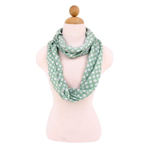 Premium Viscose Polka Dot Infinity Loop Fashion Scarf, Mint