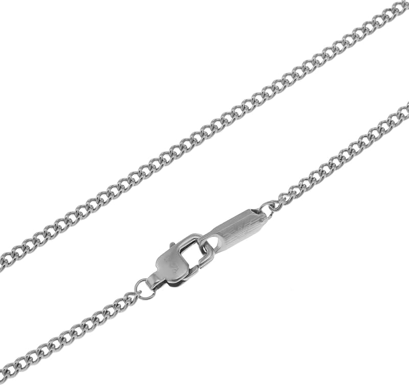 Collana da uomo in acciaio inossidabile con chiusura a moschettone, Argento chiaro