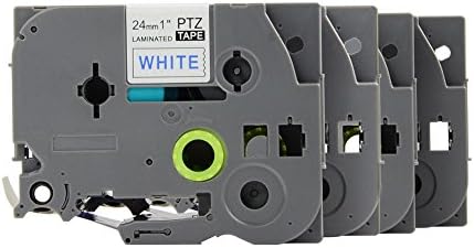 PUTY Wholesale 24mm Blue on White Compatible Brother Tze Tape Tze-253 TZ-253 Tze253 for P-touch Label Printer Ribbon 4 Pack