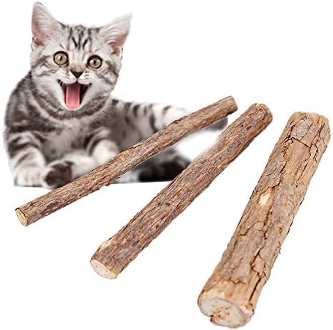 Luck Dawn Cat Catnip Sticks Natural Matatabi Chew Sticks Cat Treat Teeth Grinding Chew Toy Organic Silver Vine Sticks for Kitty (5 Packs)