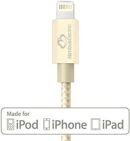 Apple Certified Lightning to USB Cable ● Super Strong Nylon 3.3ft / 1m ● Tangle-Free ● for iPhone / iPad / iPod (Gold)