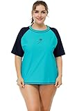 ATTRACO Women Plus Size Rash Guard Short Sleeve Rashguard UPF 50+ Swimming Shirt