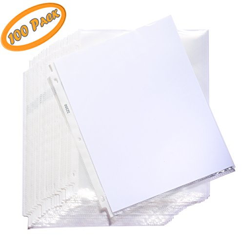 Sheet Protectors, Crystal Clear Top Loading Plastic Binder Sheet Protectors - Reinforced 3 Hole Design - Keep Your Important Papers and Documents Safe - for Letter- Sized Papers, Documents - 100-Pack