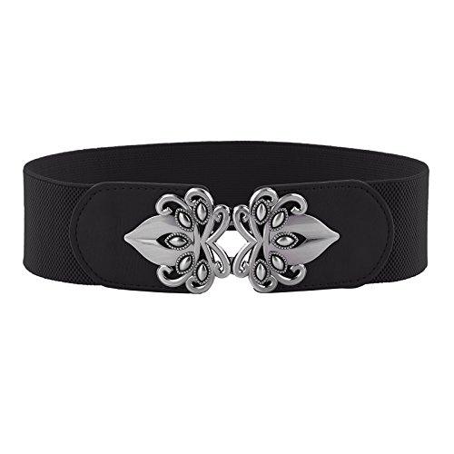 Grace Karin Women Ladies Girls Fashion Wide Metal Hook Stretchy Elastic Waist Belt Waistband