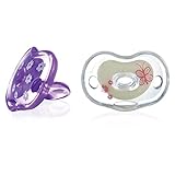 Born Free Bliss 6M+ Orthodontic Shape Pacifier, 2-Pack (Pink & Purple)